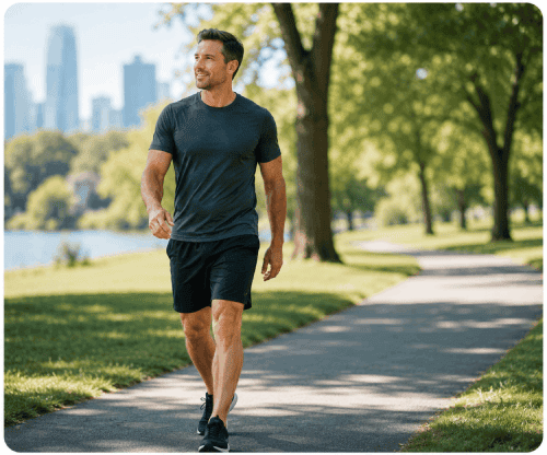 Active man outdoors representing body composition and metabolic health