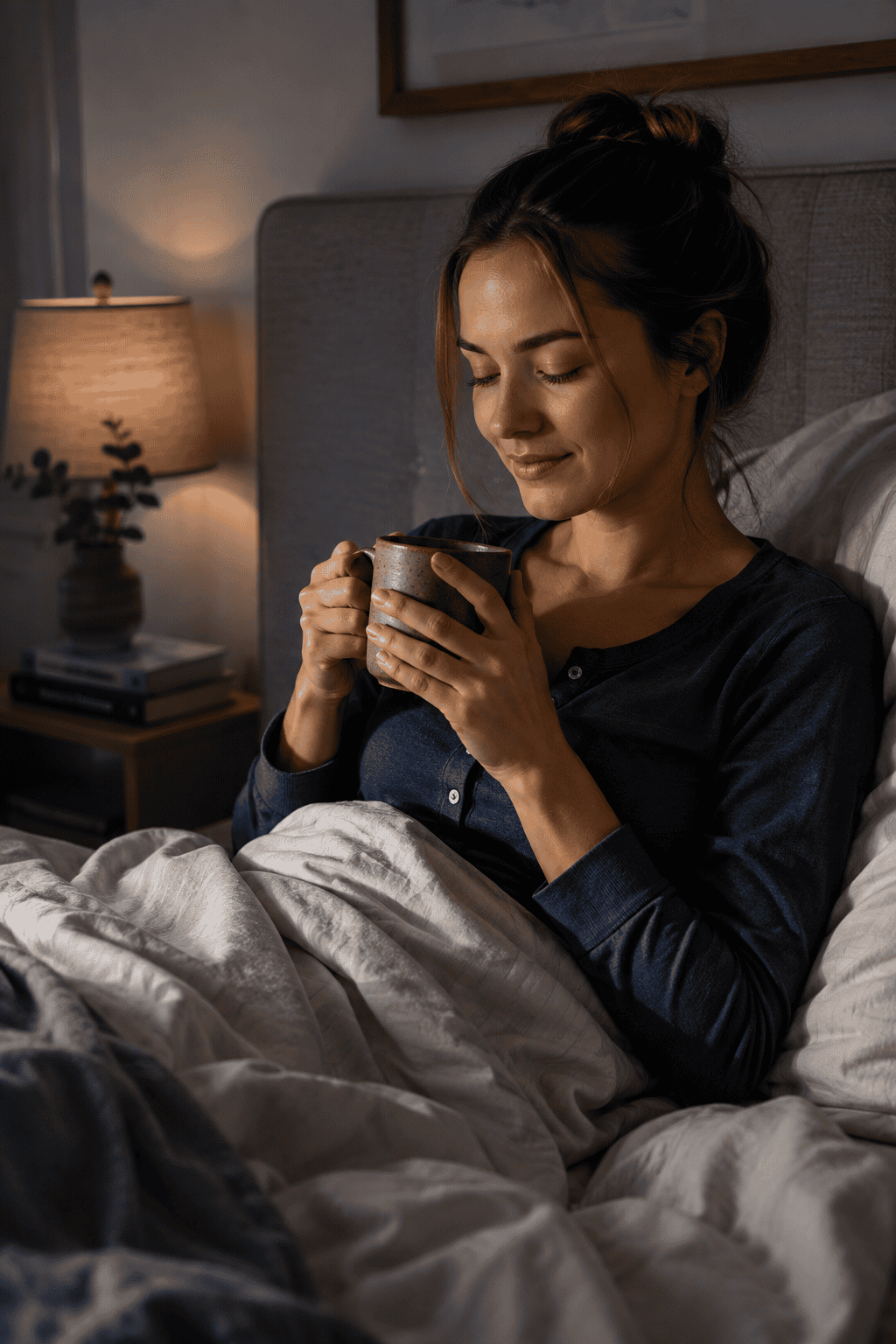 Relaxed evening routine representing sleep and relaxation